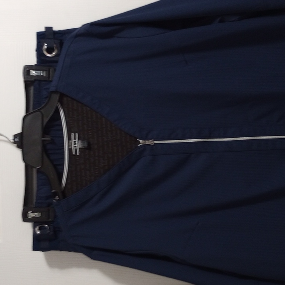 Elle Stylish Navy Blue w/ Silver Zipper Women's Plus Sz Scrub Set 2x worn twice